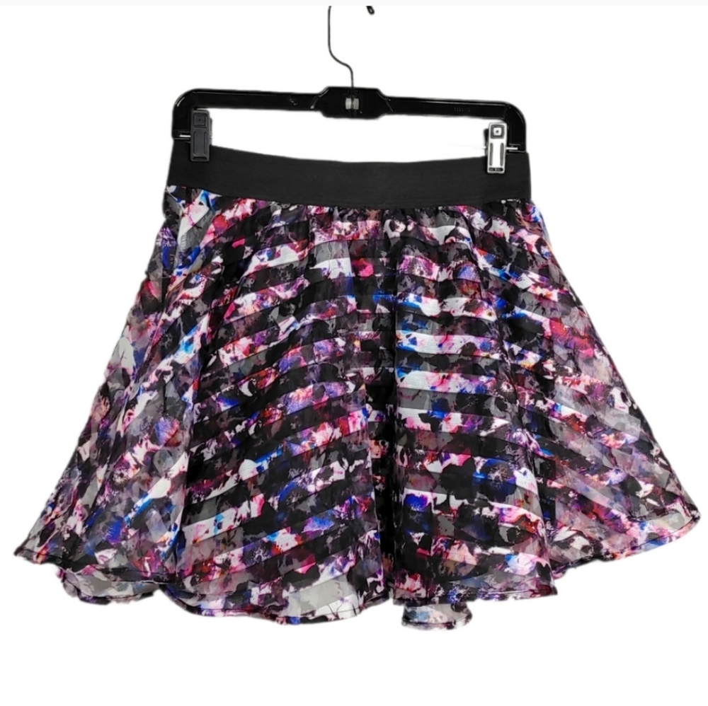Material Girl Colorful Striped Flared Mini Circle Skirt Women's Size Medium M